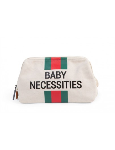 CHILDHOME BABY NECESSITIES CANVAS OFF WHITE STRIPES GREEN/RED