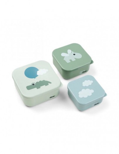 DONE BY DEER SNACK BOX SET 3 ST HAPPY CLOUDS - GREEN