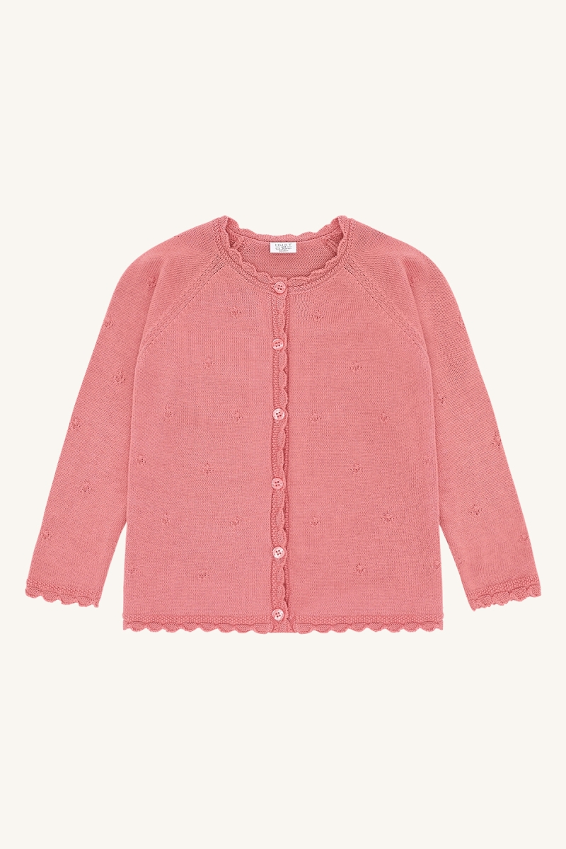 HUST & CLAIRE GILET POINTELLE ROZE