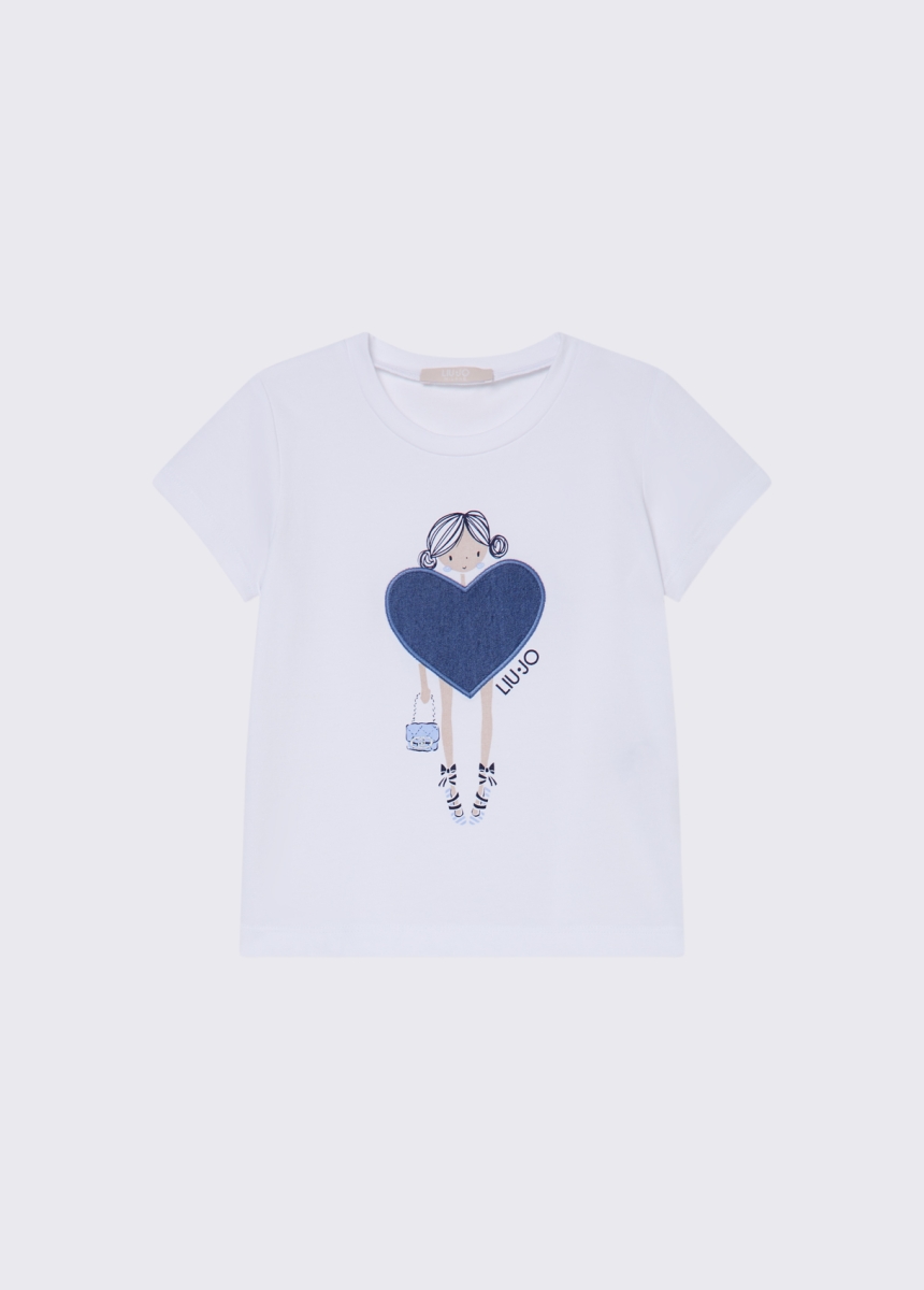 LIU JO T-SHIRT WHITE HEART GIRL