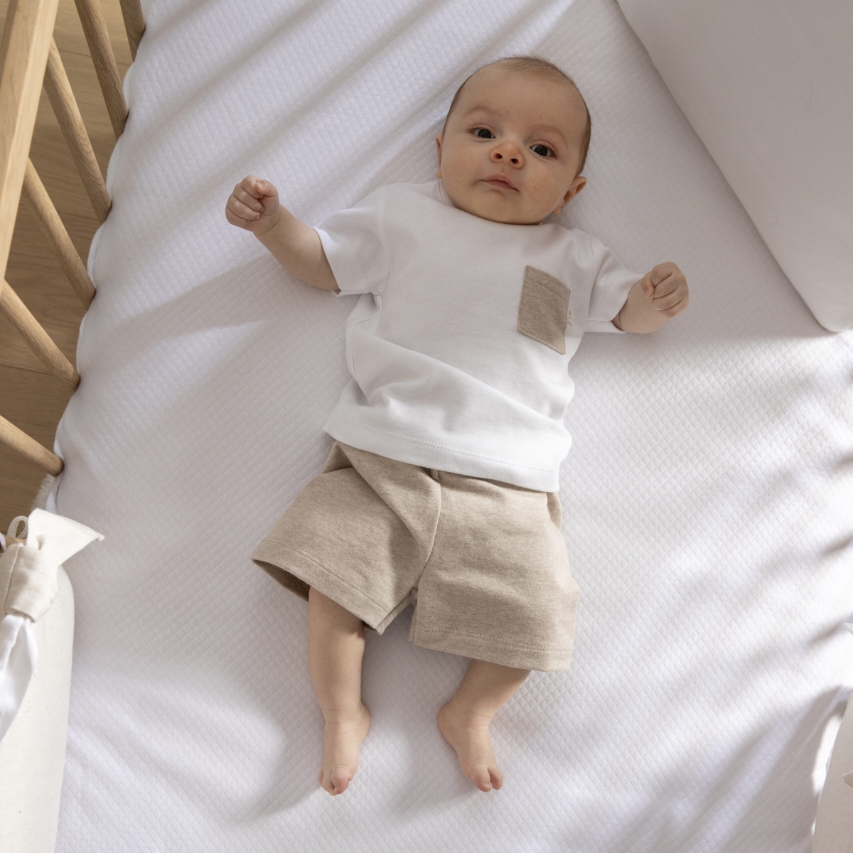 LIVING NATURE PYJAMA 2-DELIG VOOR JONGENS CESAR WIT/BEIGE