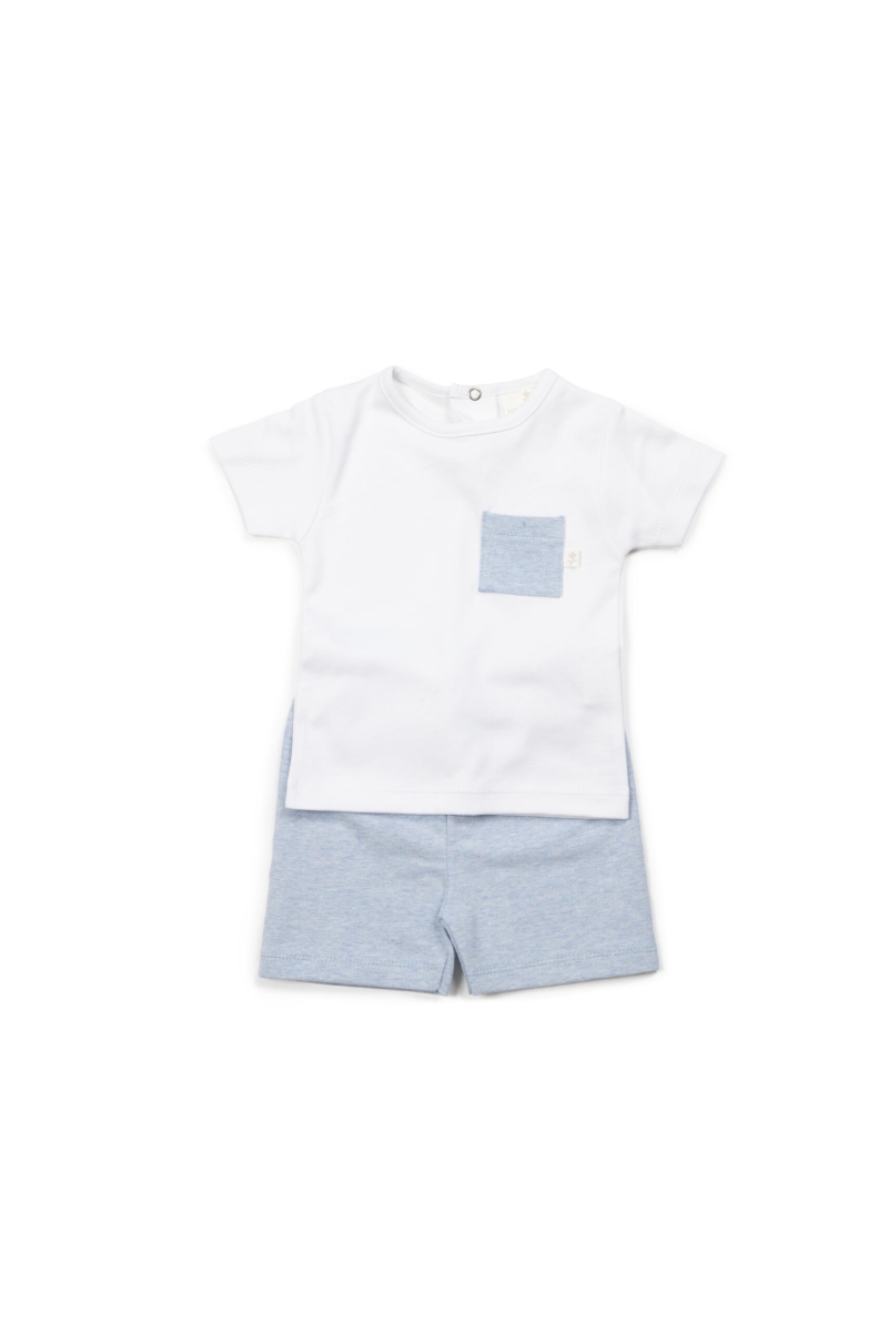 LIVING NATURE PYJAMA 2-DELIG VOOR JONGENS CESAR WIT/BLAUW