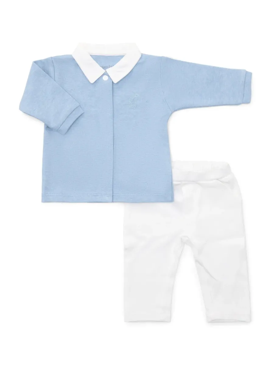 POETREE 2 DELIG BABY SET DENIM BLUE SHIRT MET WIT BROEKJE