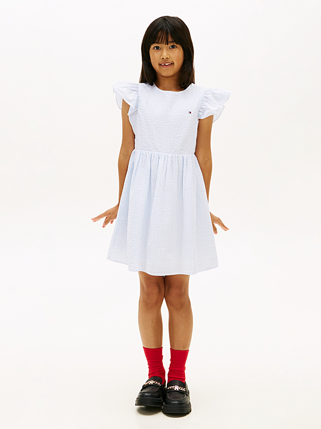 TOMMY HILFIGER SEERSUCKER FIT AND FLARE JURK MET STREPEN SWEET BLUE STRIPES