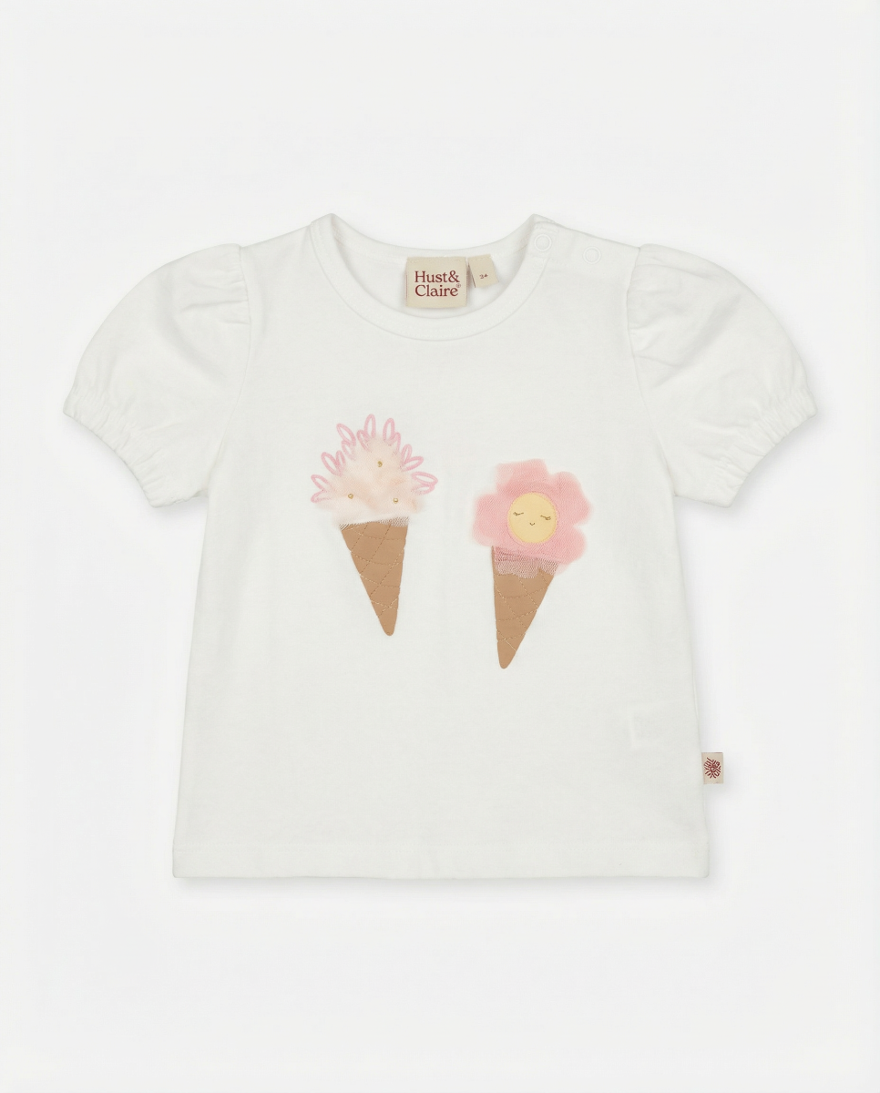 HUST & CLAIRE T-SHIRT ICE CREAM WHITE