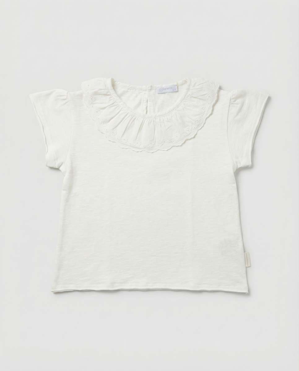 LARANJINHA T-SHIRT MET KRAAG KANTEN DETAIL WIT